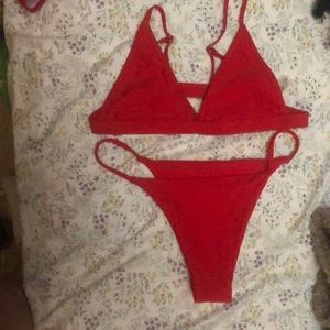 Red Thong bathing suit set(2)